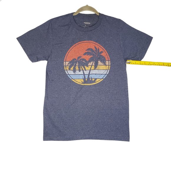 Sonoma Good for Life Vibes Hawaiian Tropical Print T-Shirt Blue Mens Size Small - Picture 7 of 10